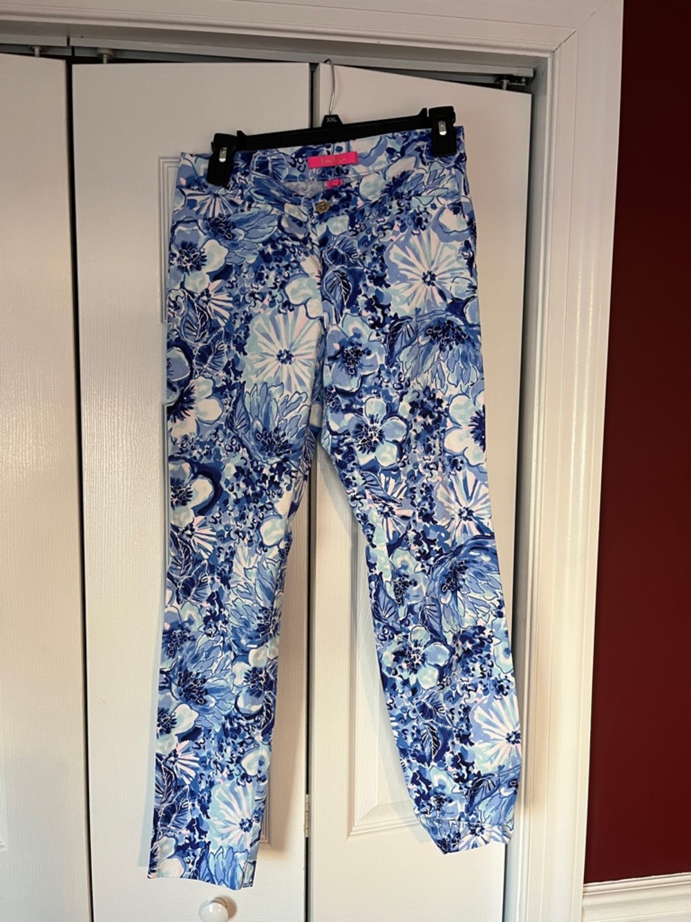 Lilly Pulitzer Blue Floral Straight-Leg Pants